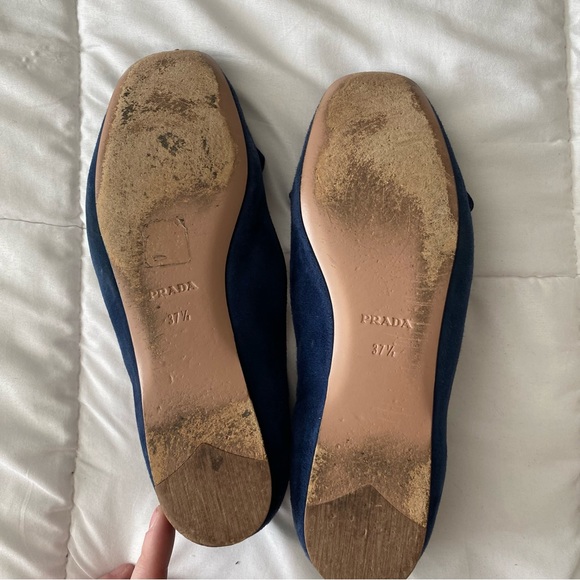 Prada Navy Suede Bow Ballet Loafer Flat - Picture 4 of 5